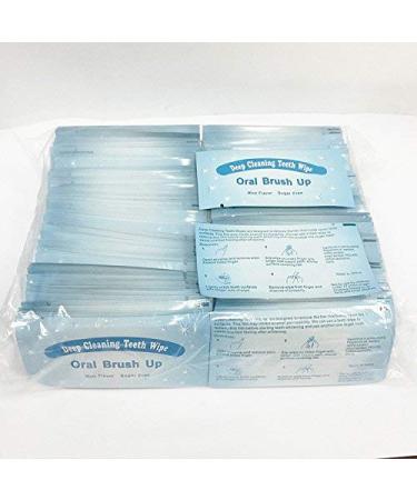 Mint Textured Finger Teeth Wipes Brush Ups Dental Clean Pre/Post Whitening (Pack of 100)