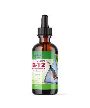 LIQUIDHEALTH Vitamin B12 Liquid Pure Methyl Drops Methylcobalamin Energy Boost Natural Vegan Safe Sublingual Hydroxocobalamin 2 Fl Oz 2 Fl Oz (Pack of 1)