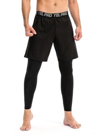 WRAGCFM Men's 2 in 1 Running Pants Shorts Tights Compression Workout Pants with Pocket - Black (Small) - Buy Online on GoSupps.com