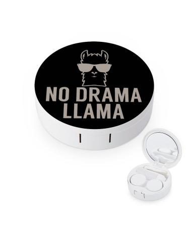 No Drama Llama Round Case For Contact Lens Kit Storage Box with Mirror Printed
