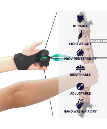 Mumian Archery Protective Leather Glove - Small Black | Finger Tab for Recurve and Compound Bow | Men and Women | Hunting Bow Accessories - Buy Online on GoSupps.com