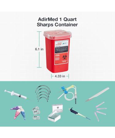 AdirMed Sharp Needle Disposal Container - 1 Quart - Ideal for Home, Clinic, Office, Barber Use - Buy Online on GoSupps.com