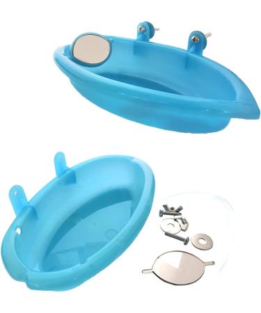 Portable Bird Bath with Mirror for Small Parakeet Cage - Large Parrot Fountain Accessories for Lovebird, Finch, Budgie, Canary - Buy Online on GoSupps.com
