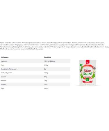CleanFoods SlimSauce Pomodori 350 ml I Tomato Sauce with Only 26 Calories/100 g I Natural Ingredients GMO Free I No Sugar Added Gluten Free Calorie Low - Buy Online on GoSupps.com