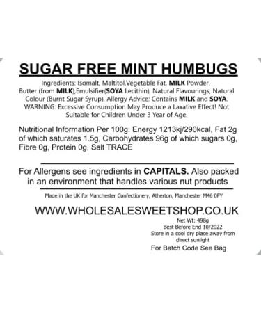 Ellies Jellies Sugar Free Mint Humbugs- 498g Square Tub-Tamper Proof- Diabetic Mint- Striped Mint- Brown and White Stripes - Buy Online on GoSupps.com