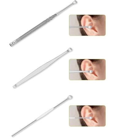 6Pcs Ear Cleaner Tool Set - Earpick Ear Curette Spoon for Ear Wax Removal | Dehydrated Facial Sponges | Silver One Size - Buy Online on GoSupps.com