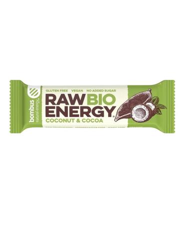 RAW ENERGY ORGANIC coconut cocoa bar (gluten free) 50 g Bombus