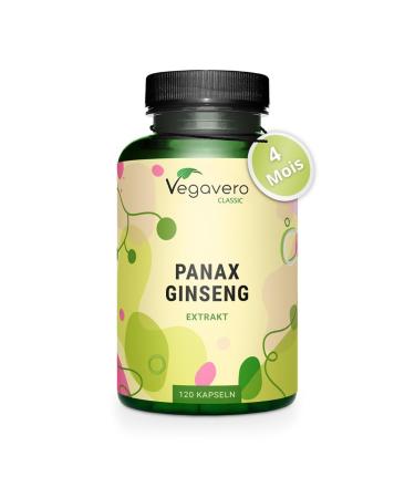 PANAX GINSENG Red | 120 Capsules | Extra Strength: 4800 mg/d | Anti Stress + Concentration + Energy Booster | With 20% Ginsenosides | No Additives & Vegan | 120 Capsules | Vegavero