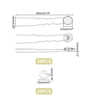 Unicraftale 20 Sets U Shadow Platinum Hair Needles & Bezel Empty Hairpins - Brass DIY Cabochon Accessories with 12mm Glass Cabochons & 80mm Hair Fork for Jewelry Making - Buy Online on GoSupps.com