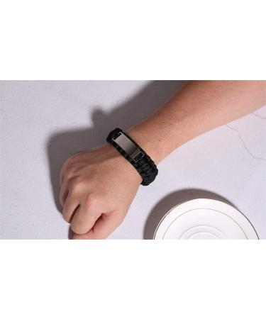 Custom Engraved Medical Alert ID Paracord Bracelets for Allergy Awareness - Emergency Life Saver Bangle for Men - 9 Inches Black - Buy Online on GoSupps.com