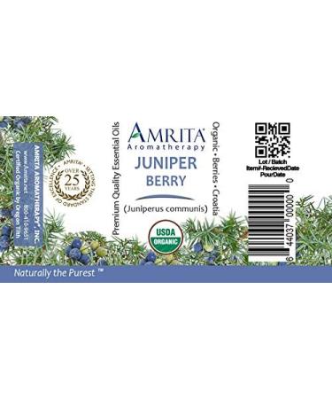 Amrita Aromatherapy Organic Juniper Berry Essential Oil 100% Pure Undiluted Juniperus communis Therapeutic Grade Premium Quality Aromatherapy Oil Tested & Verified 5ML - Buy Online on GoSupps.com