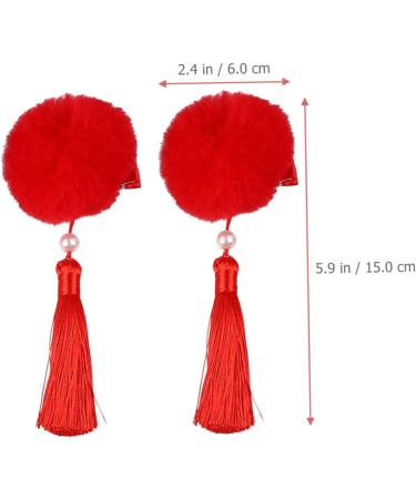 Beaupretty 3 Pairs Tassel Hair Ball Hair Clip Baby Tiara Chinese New Year Hairpins Kids Hair Clips for Girls Chinese Style Barrettes Child Artificial Fur Issue Card Red Princess - Buy Online on GoSupps.com