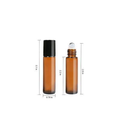 Timiili Portable 10ml Amber Glass Essential Oil Roller Bottles - 7 Pack with Stainless Steel Roller Balls - Buy Online on GoSupps.com