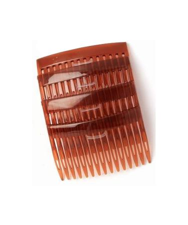 HD Novelty Set of 4 Tort Plain Hair Combs Slides 7cm (2.8") French Side Combs Plastic Twist Comb Strong Hold Hair Clips Accessories for Girls Women (15 Teeth) Brown