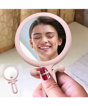 Bzwyonst 10X Handheld Magnifier Double Sided Folding Makeup Mirror Portable Handheld Mirror with Adjustable Handle(Pink) - Buy Online on GoSupps.com