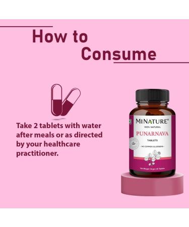 Punarnava Tablets by mi Nature| 90 Tablets 1000 mg| 45 Days Supply| Herbal Tablets| Vegan | Boerhaavia diffusa| from India - Buy Online on GoSupps.com