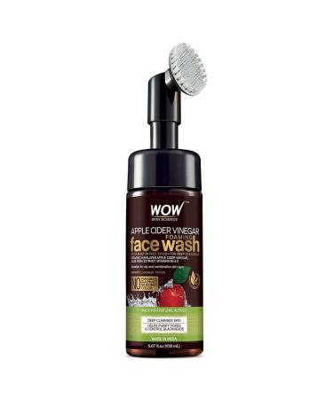 WOW Skin Science Apple Cider Vinegar Foam Exfoliating Face Wash & Brush - Facial Cleanser Acne Face Wash for Women & Men - Face Wash Oily Skin Gentle Face Cleanser - Natural Face Wash Sensitive Skin