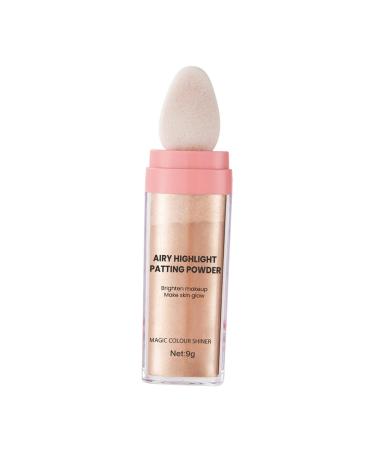 AMLESO Highlighter Powder Sparkle Eyes Glitter Patting Powder Shimmer and Shine Smooth Cosmetics Face Blusher Body Brightens for Makeup Aureate brown