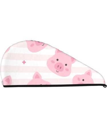 Microfiber Hair Drying Cap - Cartoon Pig Design Soft & Absorbent Quick Dry Towel for Curly Long & Thick Hair - Buy Online on GoSupps.com