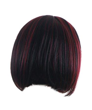 Shop Short Curly Bob Wig for Women - Red & Black Synthetic Afro Cosplay Hair - 80s Anime Party Style - Buy Online on GoSupps.com
