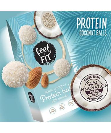 Feel FIT Protein Coconut Pralines with Almonds - 14 Packs (63g each) | No Added Sugar Healthy Snack for International Shipping - Buy Online on GoSupps.com