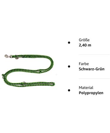 Dogeline Double Leash for Medium Dogs - 2.40m Stable Practice Leash (Up to 45kg) - 39 Colors Available - Black-Green - Buy Online on GoSupps.com