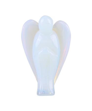 Hztyyier Natural Gemstone Carved Guardian Angel Shape Healing Crystal Stone Home Decoration Gift(Opal)