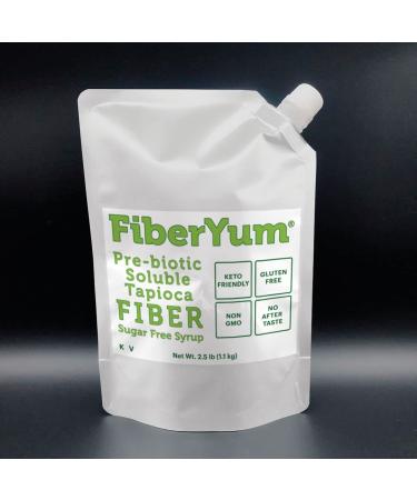 FiberYum Pre-Biotic Soluble Fiber Syrup from Tapioca/Cassava, New Formula, No IMOs, Non-GMO, Corn-Free, 2.5 Pound 2.5 Pound (Pack of 1)