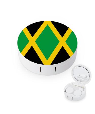 Jamaican Flag Round Case For Contact Lens Kit Storage Box with Mirror Printed