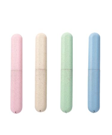 Dulspue toothbrush case - 4 pieces of toothbrush box toothbrush head protective cover toothbrush container portable toothbrush cover Suitable for travel family (4 colors 20 * 3cm)