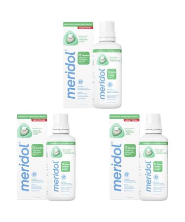 Meridol mouthwash protection & fresh breath 400ml - antibacterial effect for healthy teeth & gums 12h fresh breath without alcohol (pack of 3) 400 ml (3 -pack) mouthwash