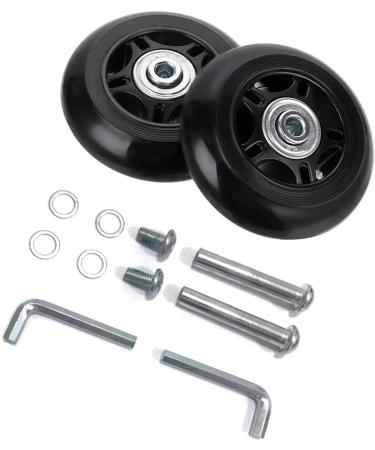 GSHFIGHTING Black Luggage Suitcase Replacement 2 Wheels Sets 75mm x 24mm x 8mm/2.95" x 0.94" x 0.31" Inline Skate Wheels Replacement Wheel with Bearings ABEC 608zz