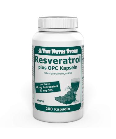 Resveratrol plus OPC vegan capsules 200 pcs. with grape seed powder and the antioxidant vitamins C and E