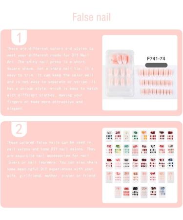 dijiusidy False Nail Perfect Matching Simple to Wear Fingernail Full Coverage Press Type Strong Viscosity Adjustable Paster Type 25 F741 Type 25 F741 - Buy Online on GoSupps.com