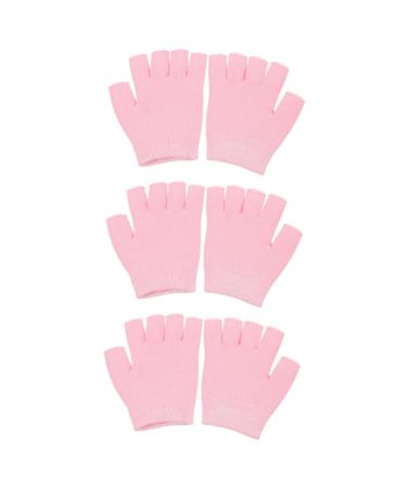 Healeved 3 Pairs Gel Moisturizing Gloves Overnight Moisturizing Gloves Moisturizing Gloves with Lining Mens Fingerless Gloves Mens Mittens with Fingers Hand Pink Care Knitting Miss Skin Gel