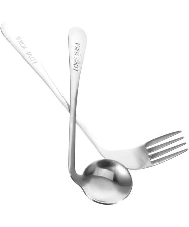 Lurrose Left-Handed Angled Cutlery Set - 5-Piece Stainless Steel Dining Fork & Training Spoon 17x4.5cm Perfect for Easy Feeding - Buy Online on GoSupps.com