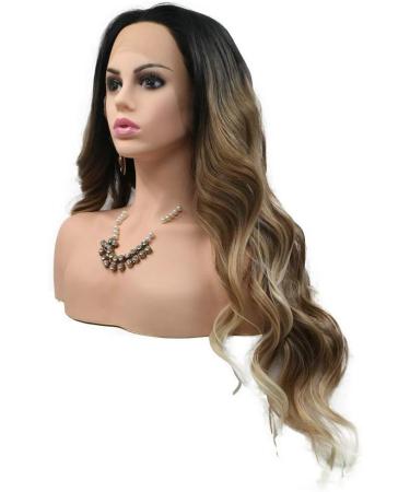 Xingyu Natural Body Wave Lace Front Wig - Dark Brown Roots to Blonde 26 | Handmade Synthetic Hair for Women - Perfect for Holiday Parties & Styling Tips - Buy Online on GoSupps.com