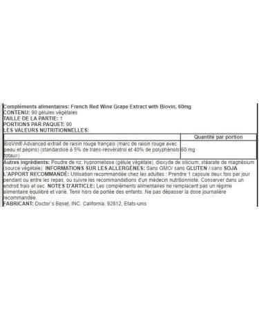 Doctor's Best French Red Grape Extract with Biovin 60mg - 90 Vegetable Capsules | Antioxidant Support - Buy Online on GoSupps.com
