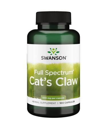 Swanson Cat's Claw 500mg 120 Capsules High Dosed Lab Tested Soy Free Gluten Free Non-GMO