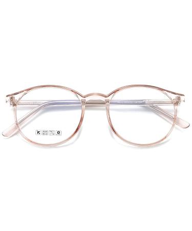 Koosufa blue light filter glasses retro round ultra light tr90 glasses frames anti blue light glasses without visual strength women computer glasses gaming glasses anti fatigue with case transparent brown