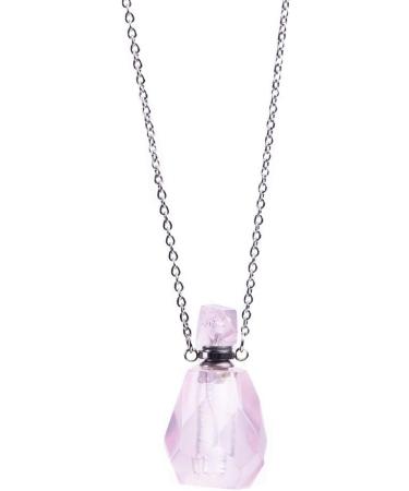 YGLINE Rose Quartz Essential Oil Diffuser Pendant Necklace | Natural Healing Stone Jewelry for Aromatherapy - Buy Online on GoSupps.com