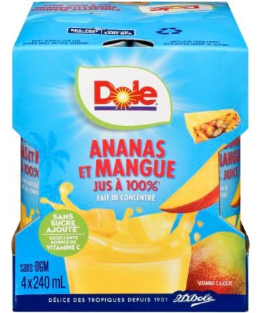 Dole 100% Pineapple Mango Juice Excellent Source of Vitamin C 240 ml (Pack of 24) - Buy Online on GoSupps.com