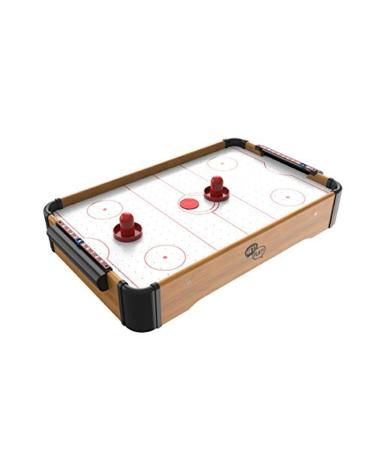 Mini Arcade Air Hockey Table- A Toy for Girls and Boys by Hey! Play! Fun Table- Top Game for Kids, Teens, and Adults- Battery-Operated (22 Inches), Brown Air_Hockey