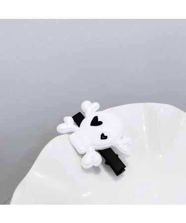 Halloween Skull Hair Clips - Skeleton Hair Barrettes Goth Hair Pins BHWH03 (White-Black) - Buy Online on GoSupps.com