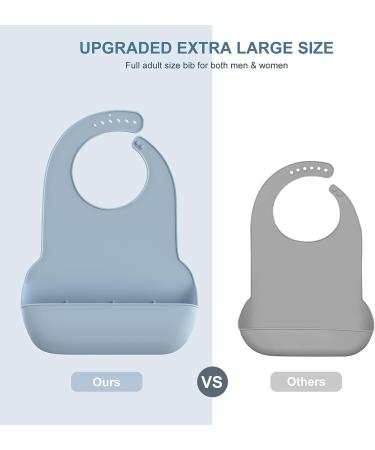 HighBeeG Adult Bibs with Crumb Catcher - Waterproof Silicone Feeding Bib for Adults | Clothing Protector for Elderly Men/Women & Disabled | Perfect Gift for Parents - Buy Online on GoSupps.com