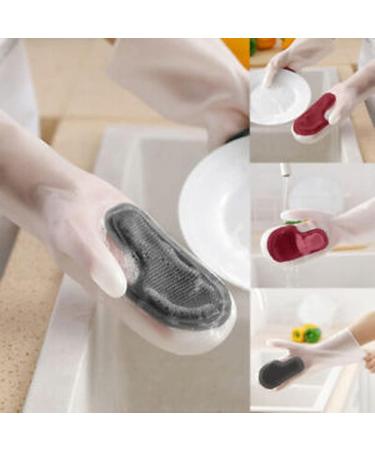 Magic Dish Washing Gloves Silicone Rubber Cleaning Brush Scrubber Kitchen Accessories (Grey) - Buy Online on GoSupps.com
