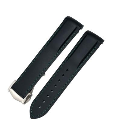 NEYENS 20 mm curved rubber strap suitable for Omega Speedmaster Moonwatch Seamaster 300 AT150 strap black / green Rose Buckle