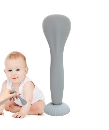 Baby Diaper Cream Applicator Set - Soft Silicone Spatula for Easy Application | Flexible Baby Bum Brush in Silver Gray - Buy Online on GoSupps.com