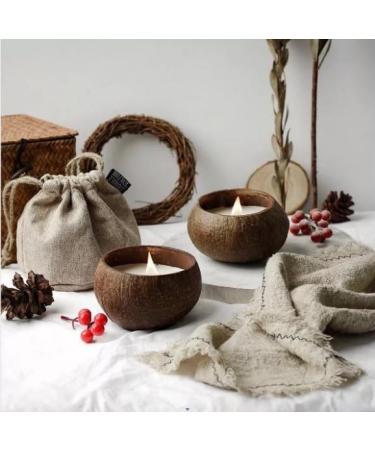 Natural Coconut Shell Bowl Candle - Pine Tree Scented - Handmade Eco-Friendly Candle with Wooden Wick for International Shipping - Buy Online on GoSupps.com