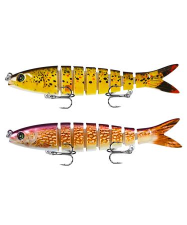 CAM2 Kaumer Kader Multi articulated wobbler pike k der swimbait jerkbait bass bait fishing for fishing on predatory fish with 2 drilling hook rubber fishermen red yellow - Buy Online on GoSupps.com